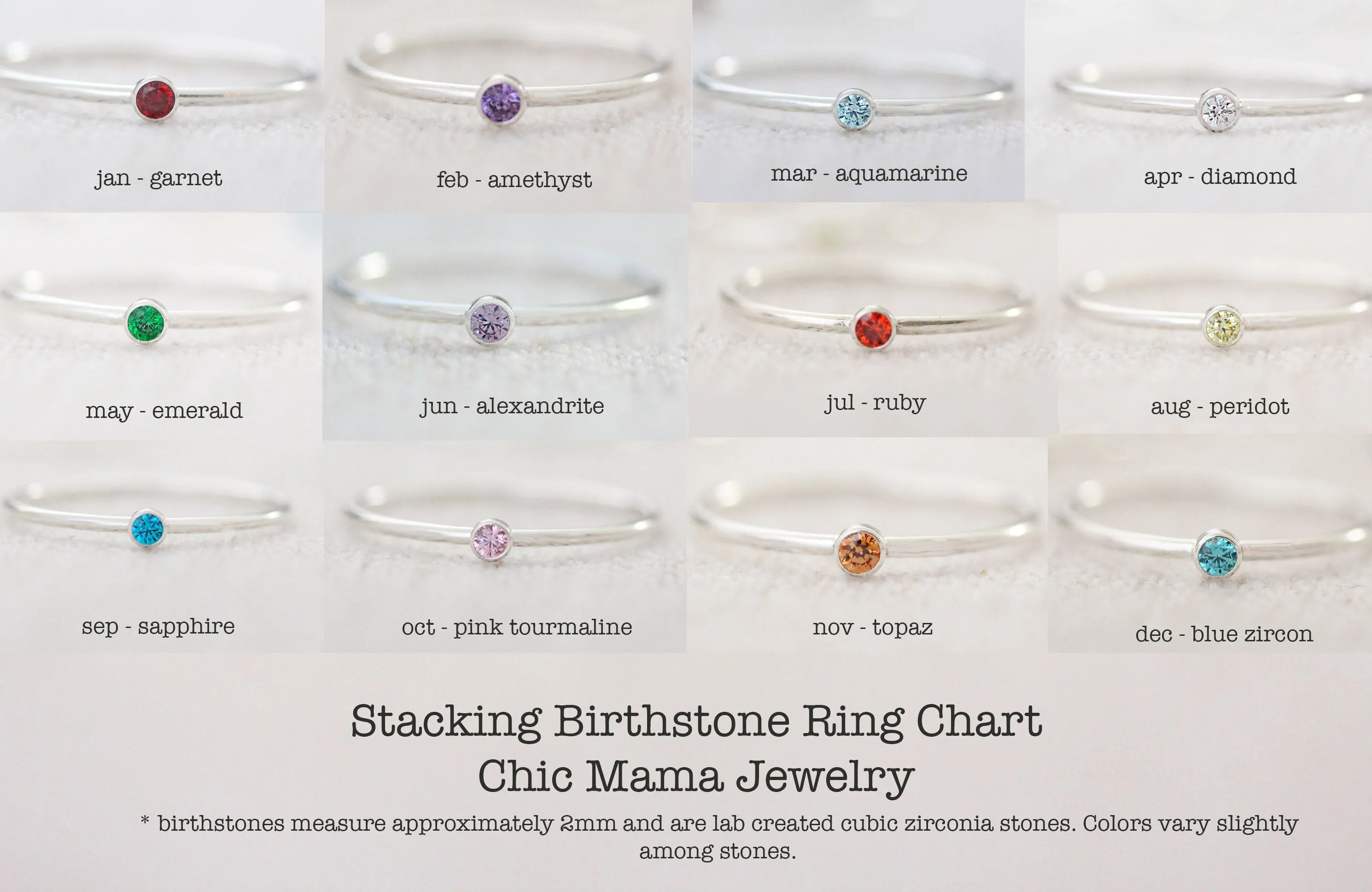 stacking birthstone ring {sterling silver}