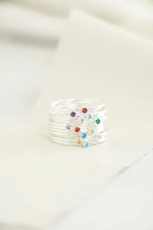 stacking birthstone ring {sterling silver}