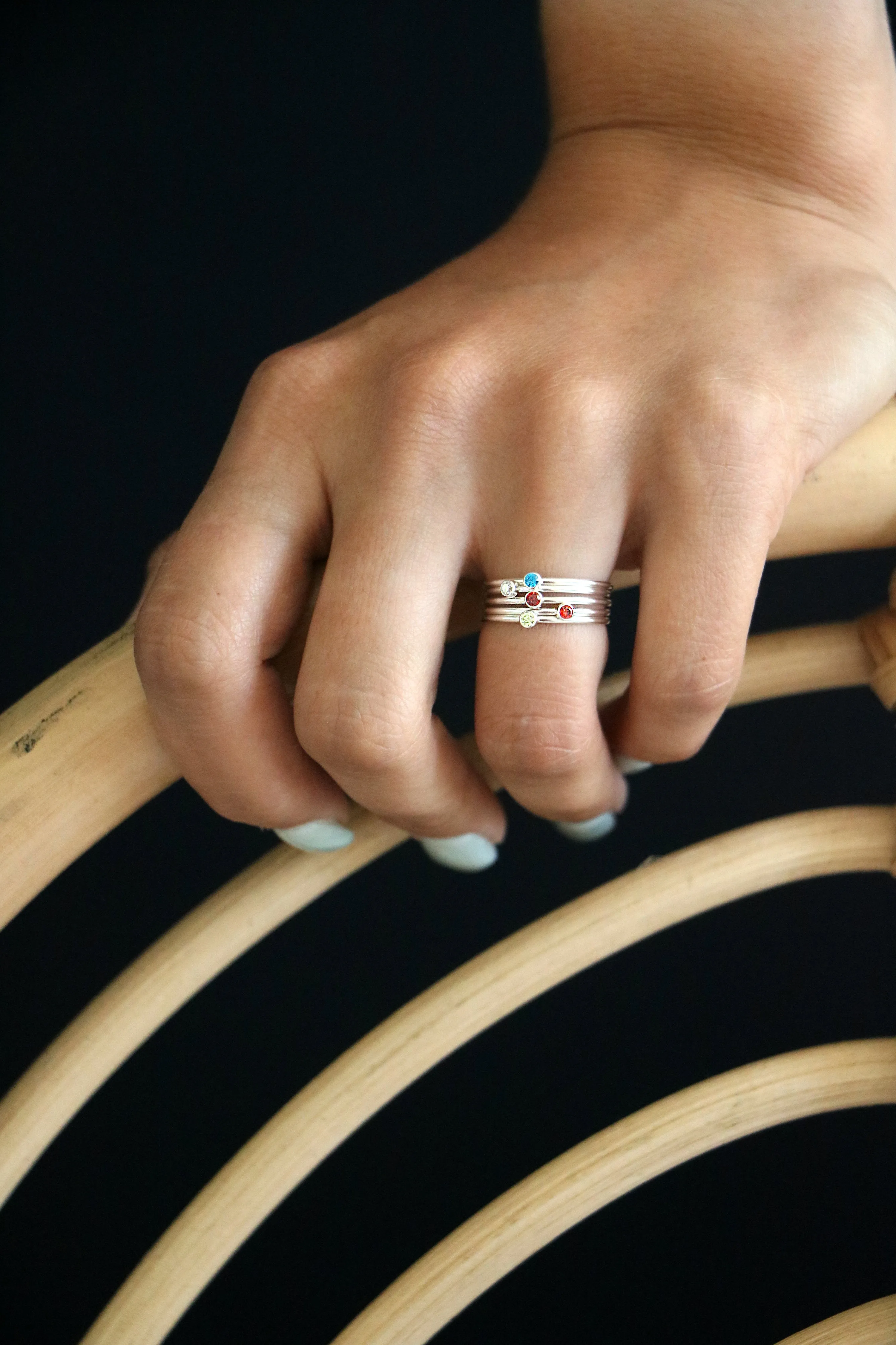 stacking birthstone ring {sterling silver}