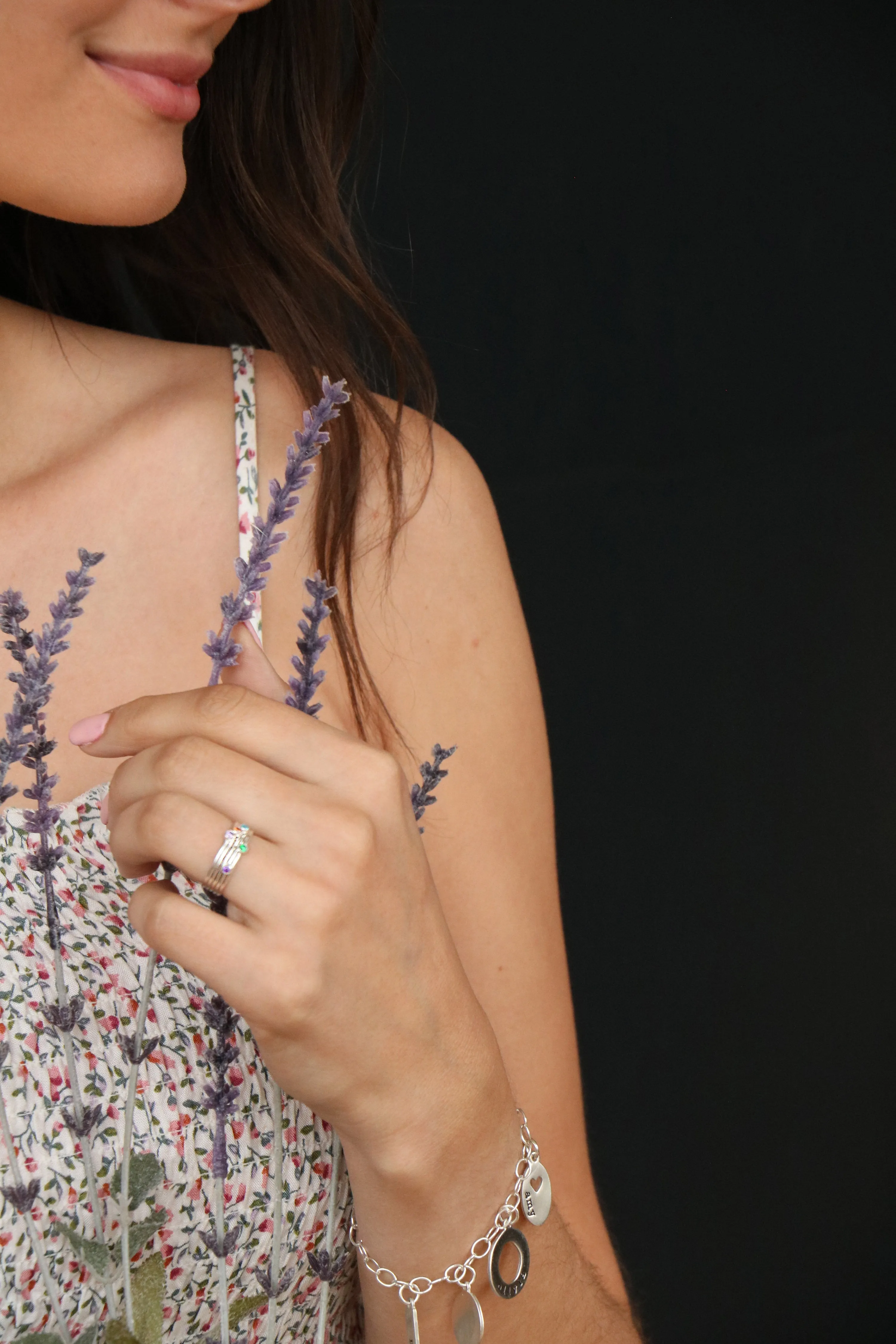 stacking birthstone ring {sterling silver}