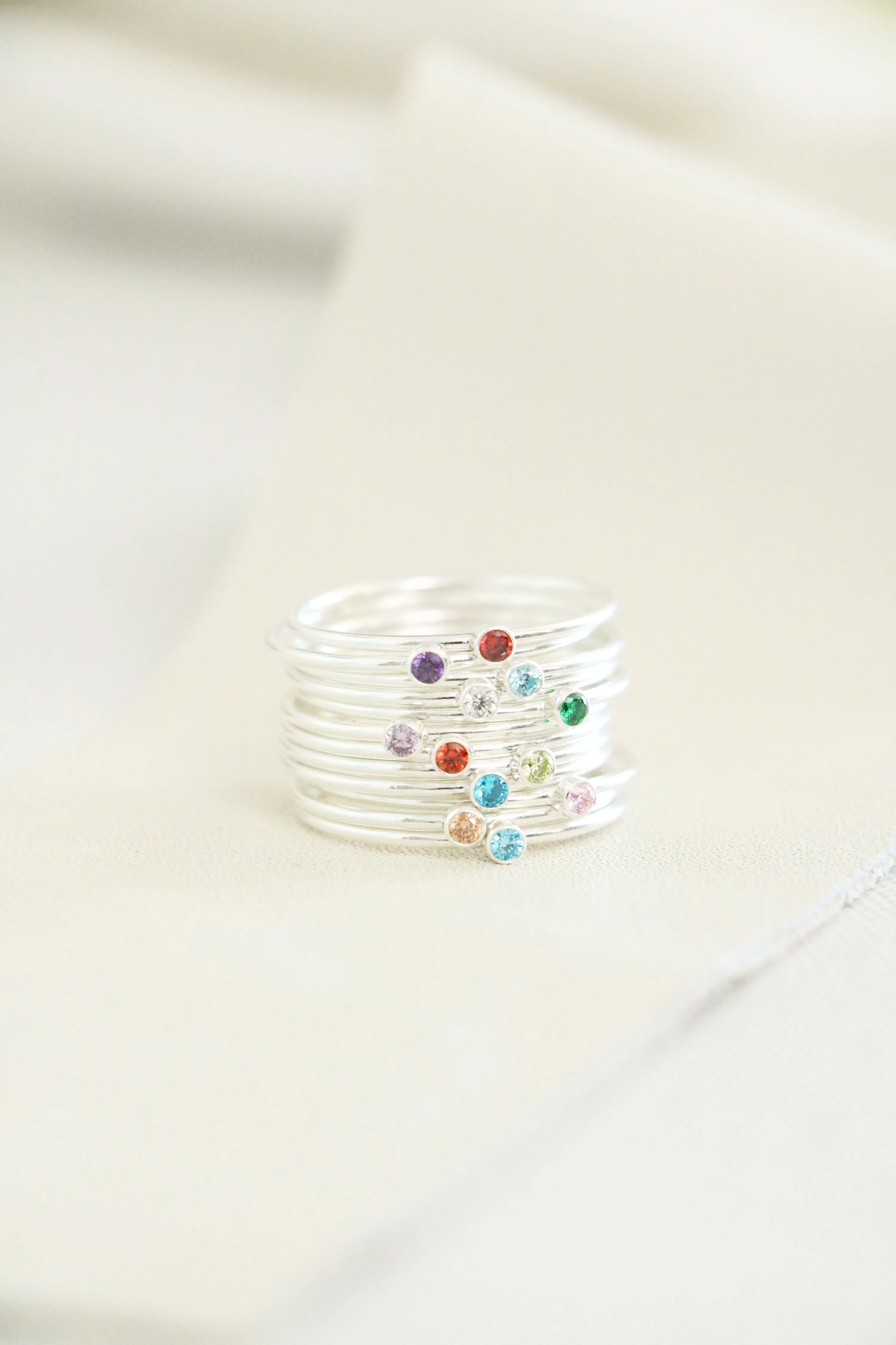 stacking birthstone ring {sterling silver}