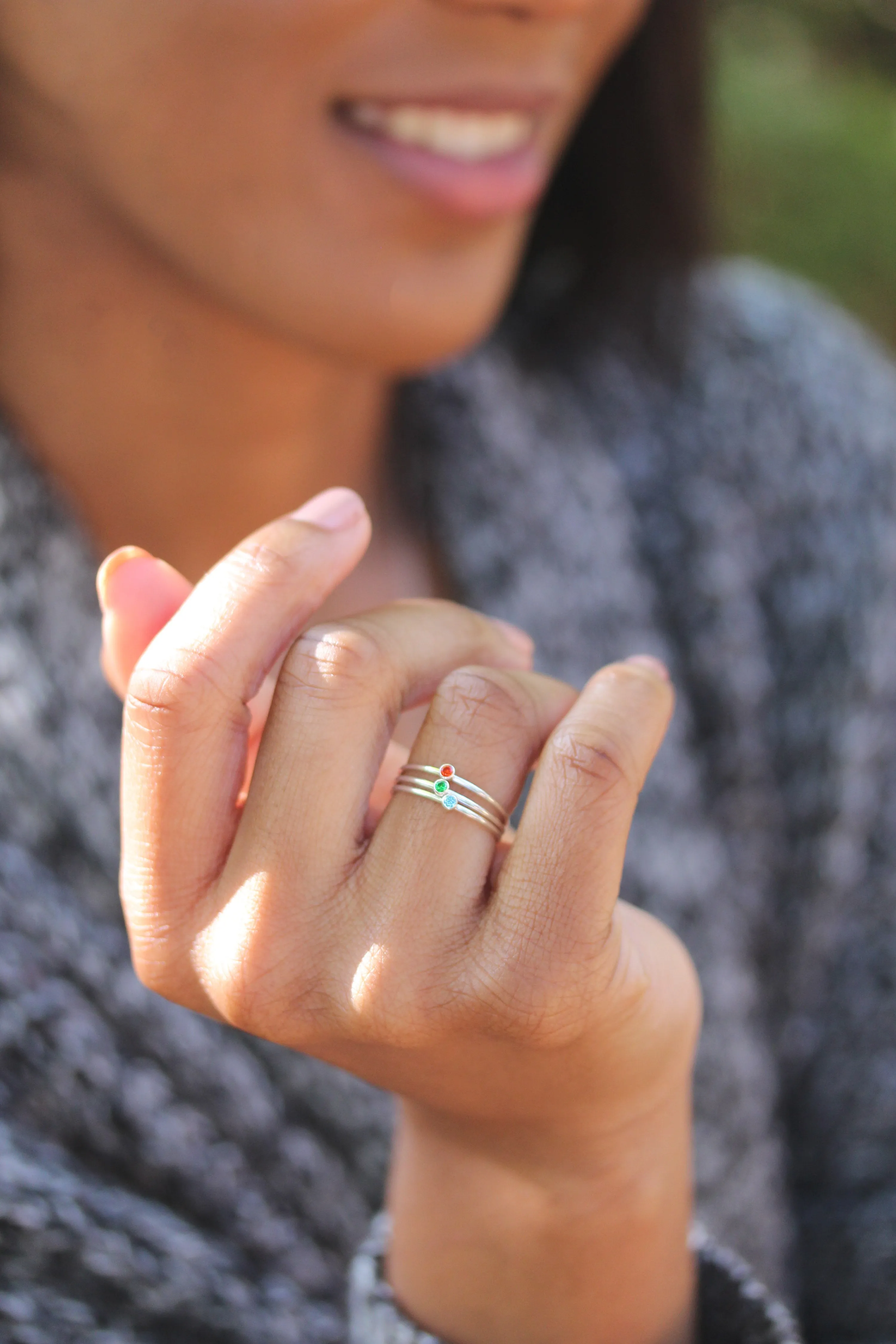 stacking birthstone ring {sterling silver}