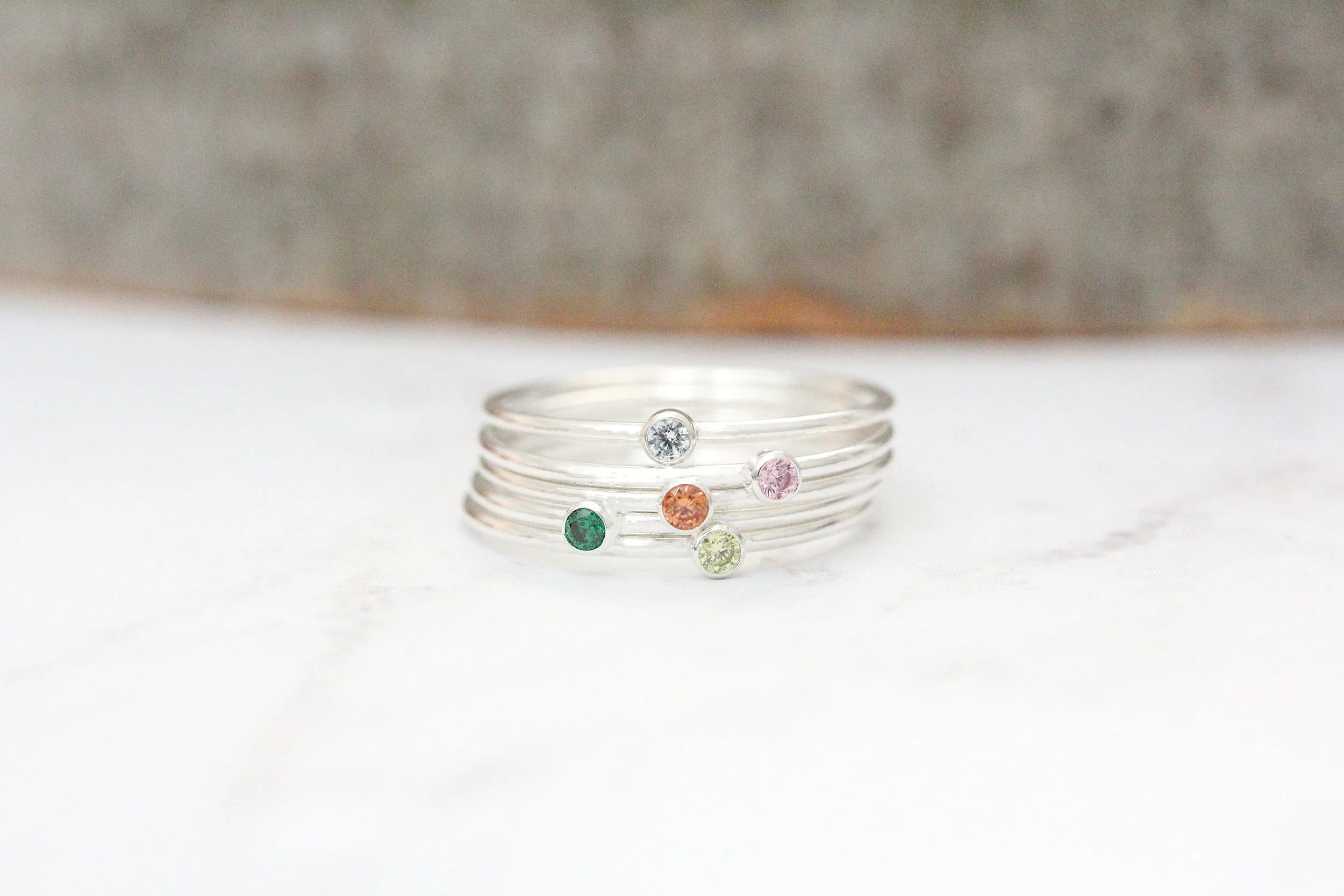 stacking birthstone ring {sterling silver}