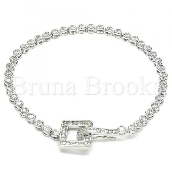 Sterling Silver 03.286.0004.08 Fancy Bracelet, with White Cubic Zirconia, Polished Finish, Rhodium Tone