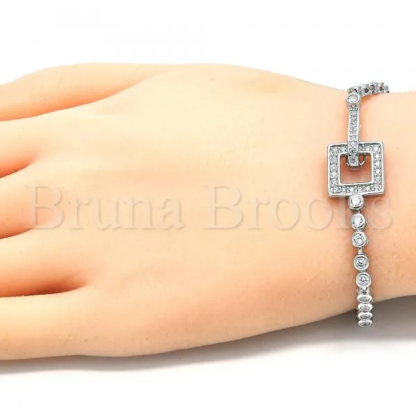 Sterling Silver 03.286.0004.08 Fancy Bracelet, with White Cubic Zirconia, Polished Finish, Rhodium Tone