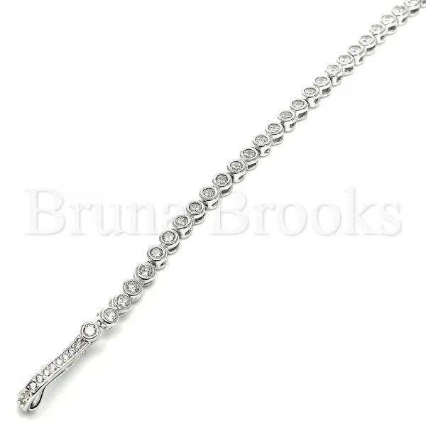 Sterling Silver 03.286.0004.08 Fancy Bracelet, with White Cubic Zirconia, Polished Finish, Rhodium Tone