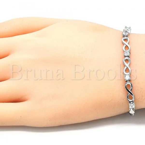 Sterling Silver 03.286.0021.07 Fancy Bracelet, Infinite Design, with White Cubic Zirconia, Polished Finish, Rhodium Tone