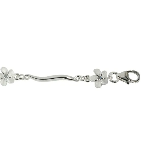 Sterling Silver 6mm Plumeria with CZ Wave Bar Bracelet