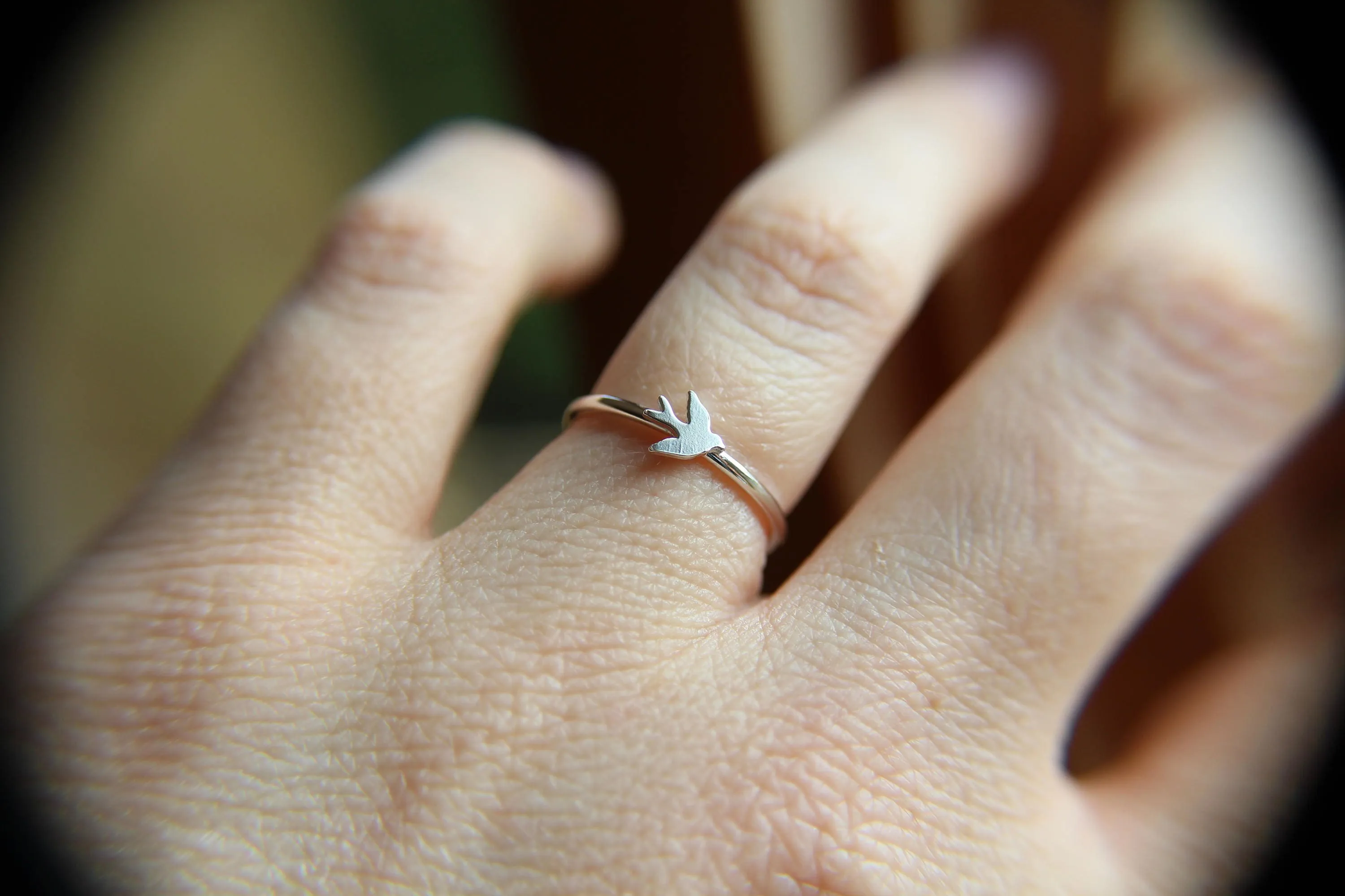 Sterling Silver Bird Ring, Stacking Bird Ring, Stackable, Stacking Ring, Silver Bird Band, Flying Bird Ring, Tiny Bird Ring, Silver Bird