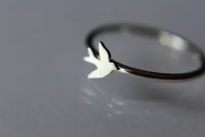 Sterling Silver Bird Ring, Stacking Bird Ring, Stackable, Stacking Ring, Silver Bird Band, Flying Bird Ring, Tiny Bird Ring, Silver Bird