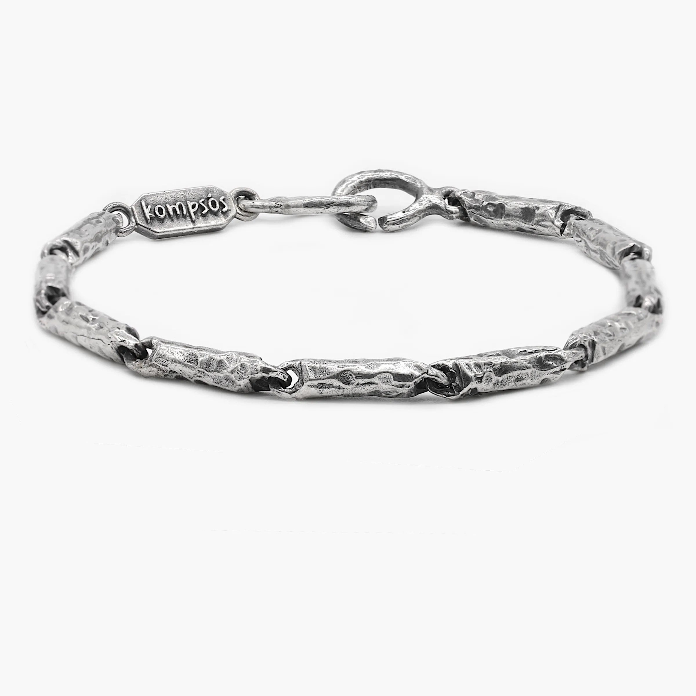 Sterling Silver Bracelet With Hammered Links