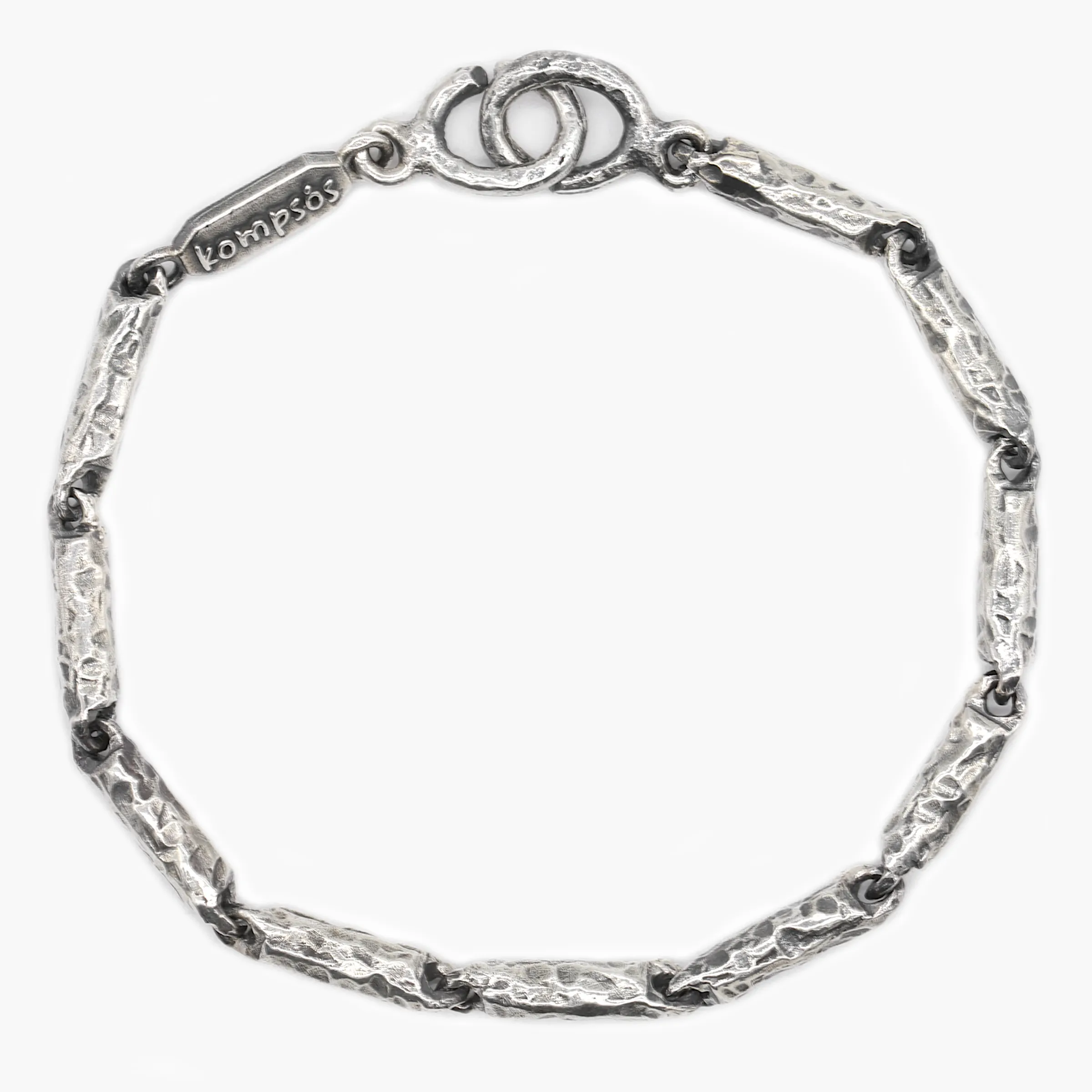 Sterling Silver Bracelet With Hammered Links
