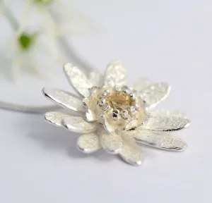 Sterling silver chrysanthemum yellow Topaz Pendant