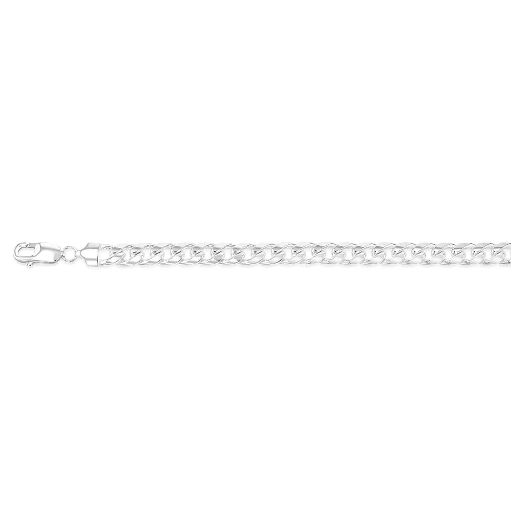 Sterling Silver Curb Beveled 23cm Bracelet