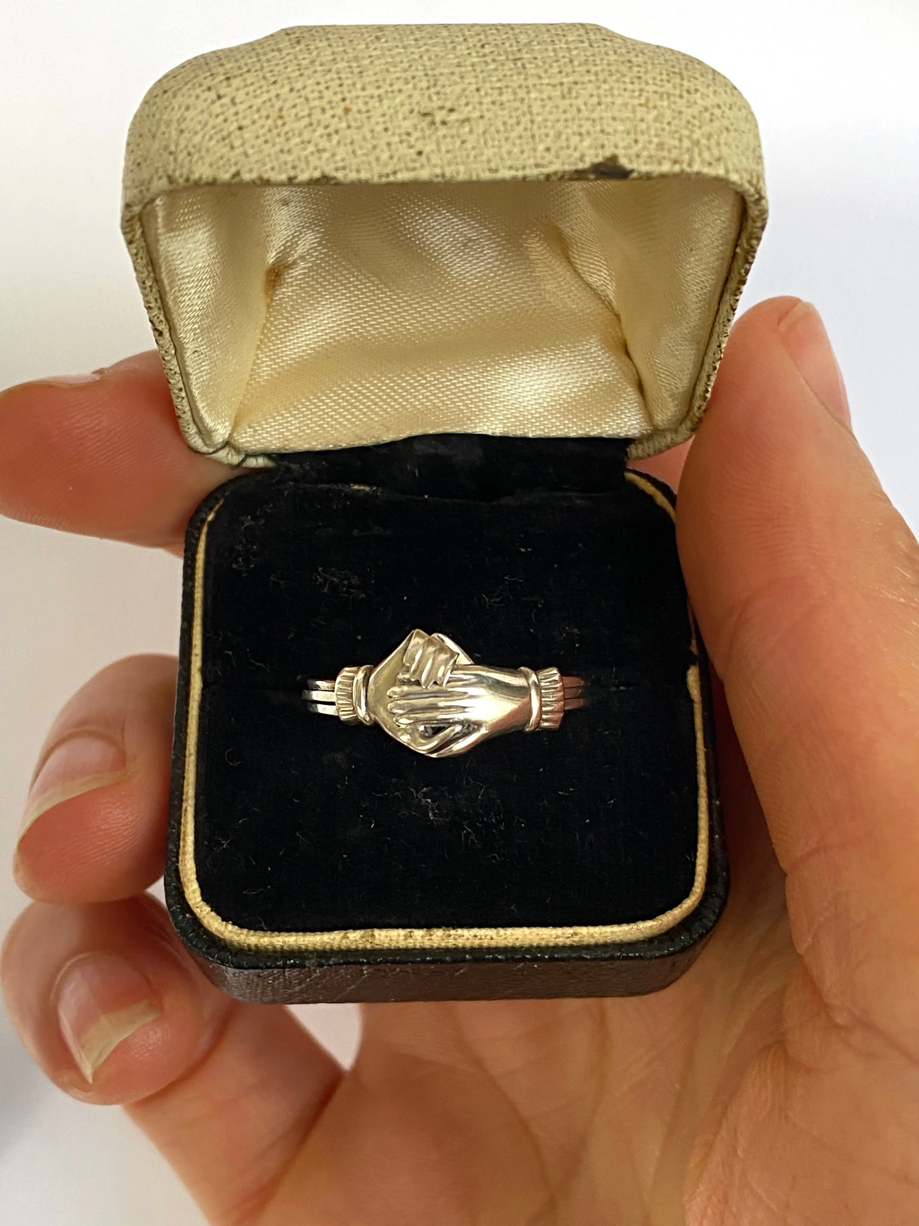 Sterling Silver, Rare Antique, Fede/Gimmel Opening Ring
