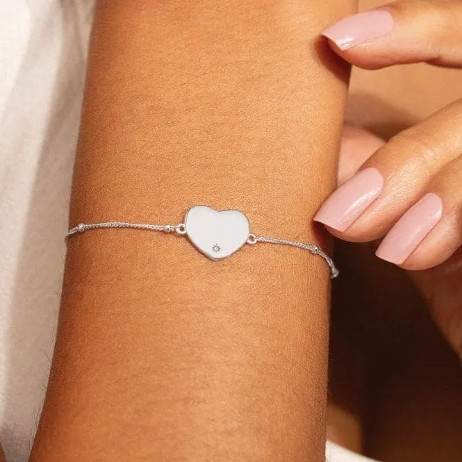 Sterling Silver Wonderful Daughter Heart Zirconia Pave 16cm   3cm Bracelet JJS0006