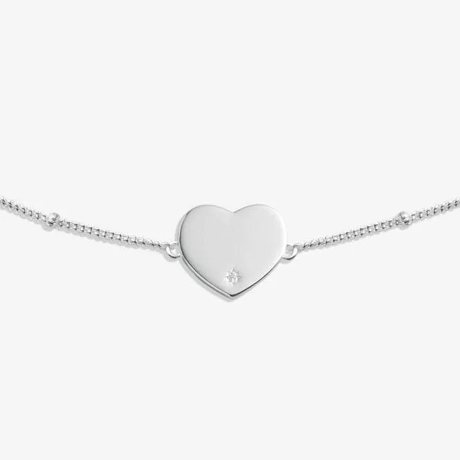 Sterling Silver Wonderful Daughter Heart Zirconia Pave 16cm   3cm Bracelet JJS0006