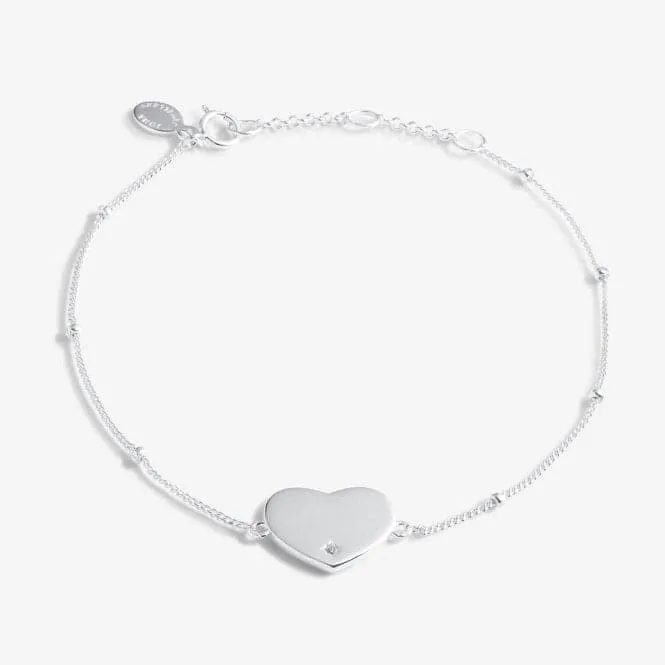 Sterling Silver Wonderful Daughter Heart Zirconia Pave 16cm   3cm Bracelet JJS0006