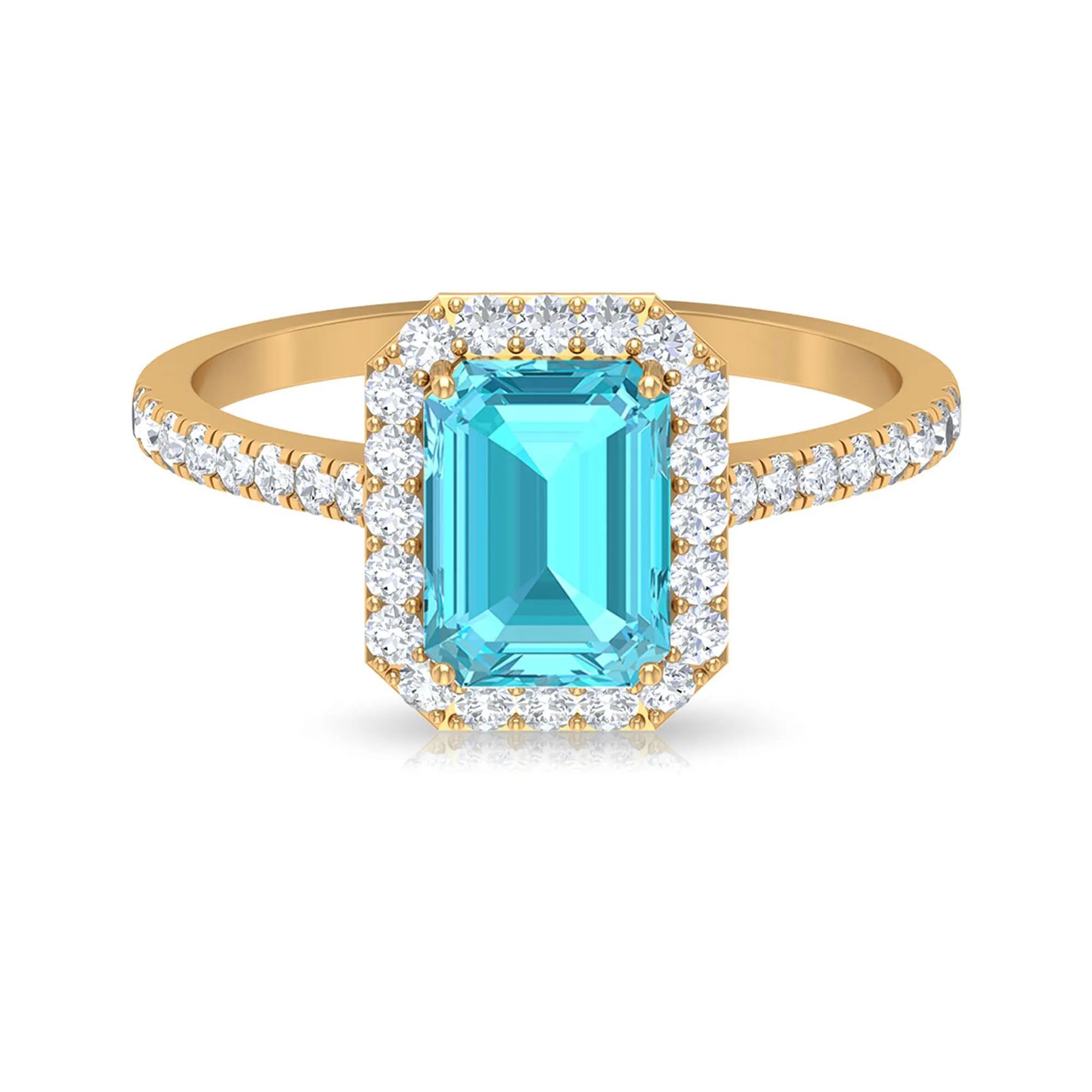 Stunning Swiss Blue Topaz and Diamond Engagement Ring