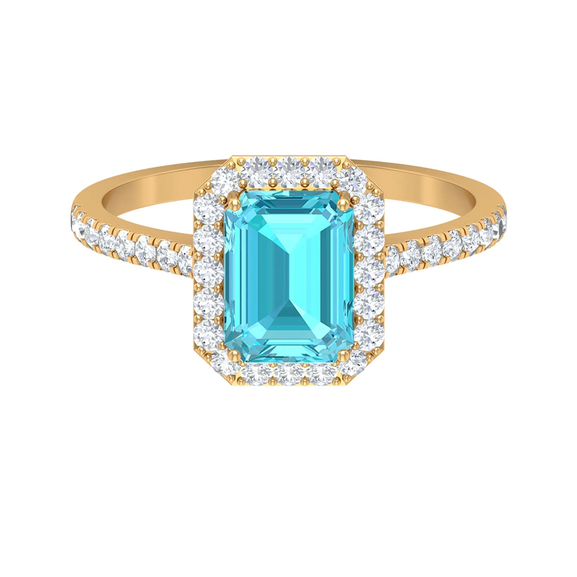 Stunning Swiss Blue Topaz and Diamond Engagement Ring