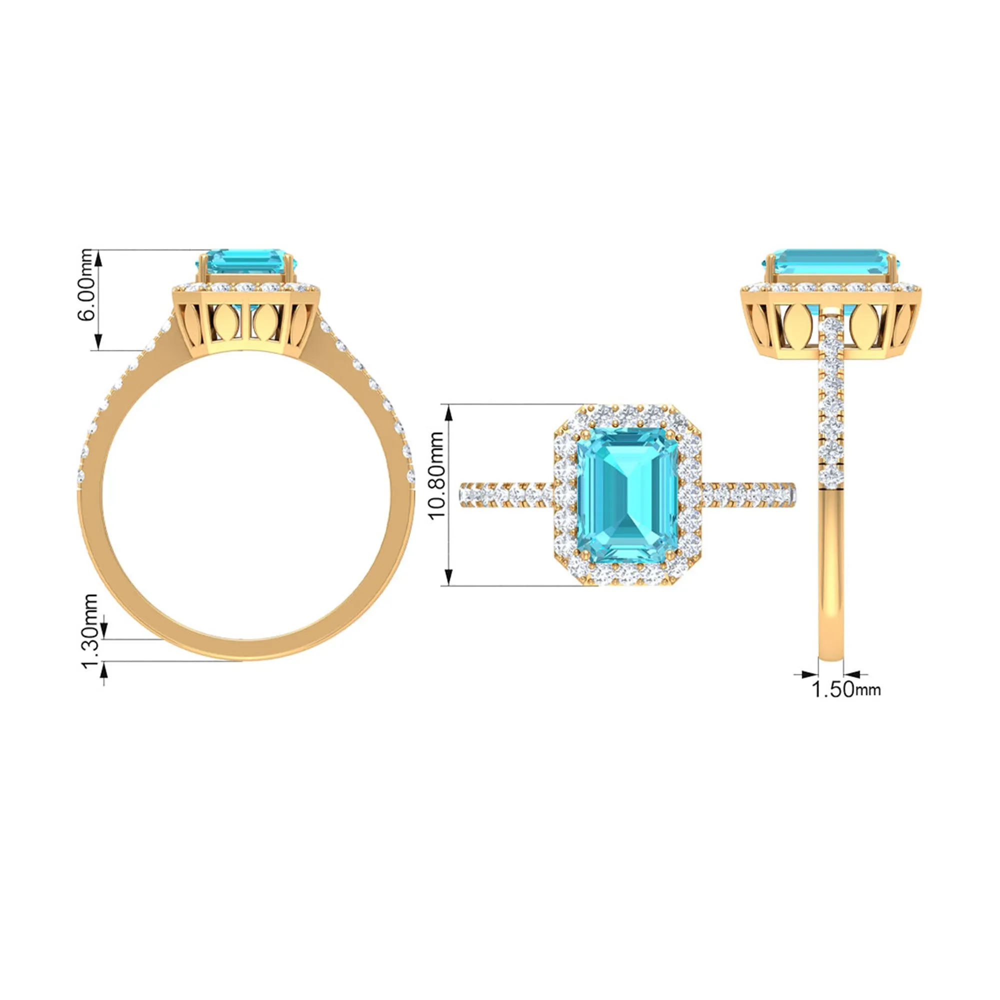 Stunning Swiss Blue Topaz and Diamond Engagement Ring