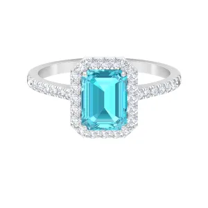 Stunning Swiss Blue Topaz and Diamond Engagement Ring