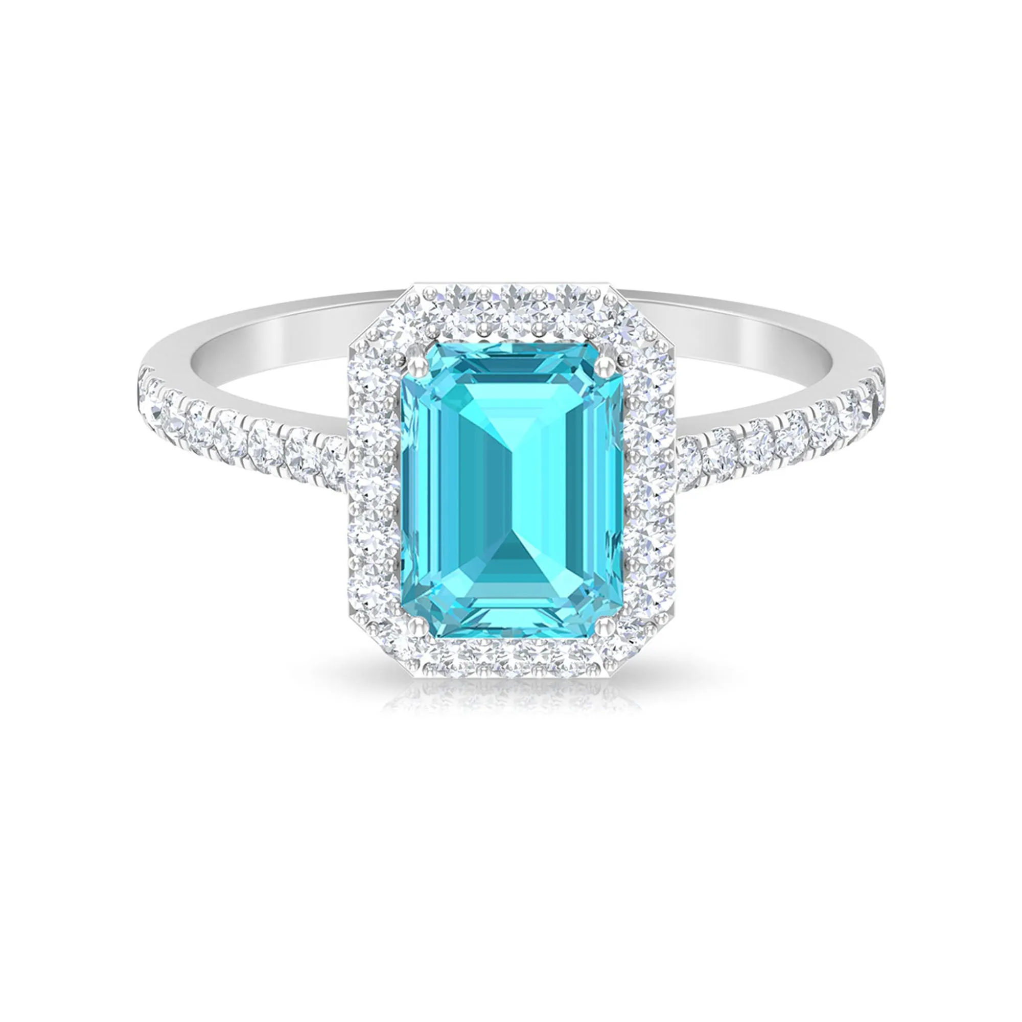 Stunning Swiss Blue Topaz and Diamond Engagement Ring