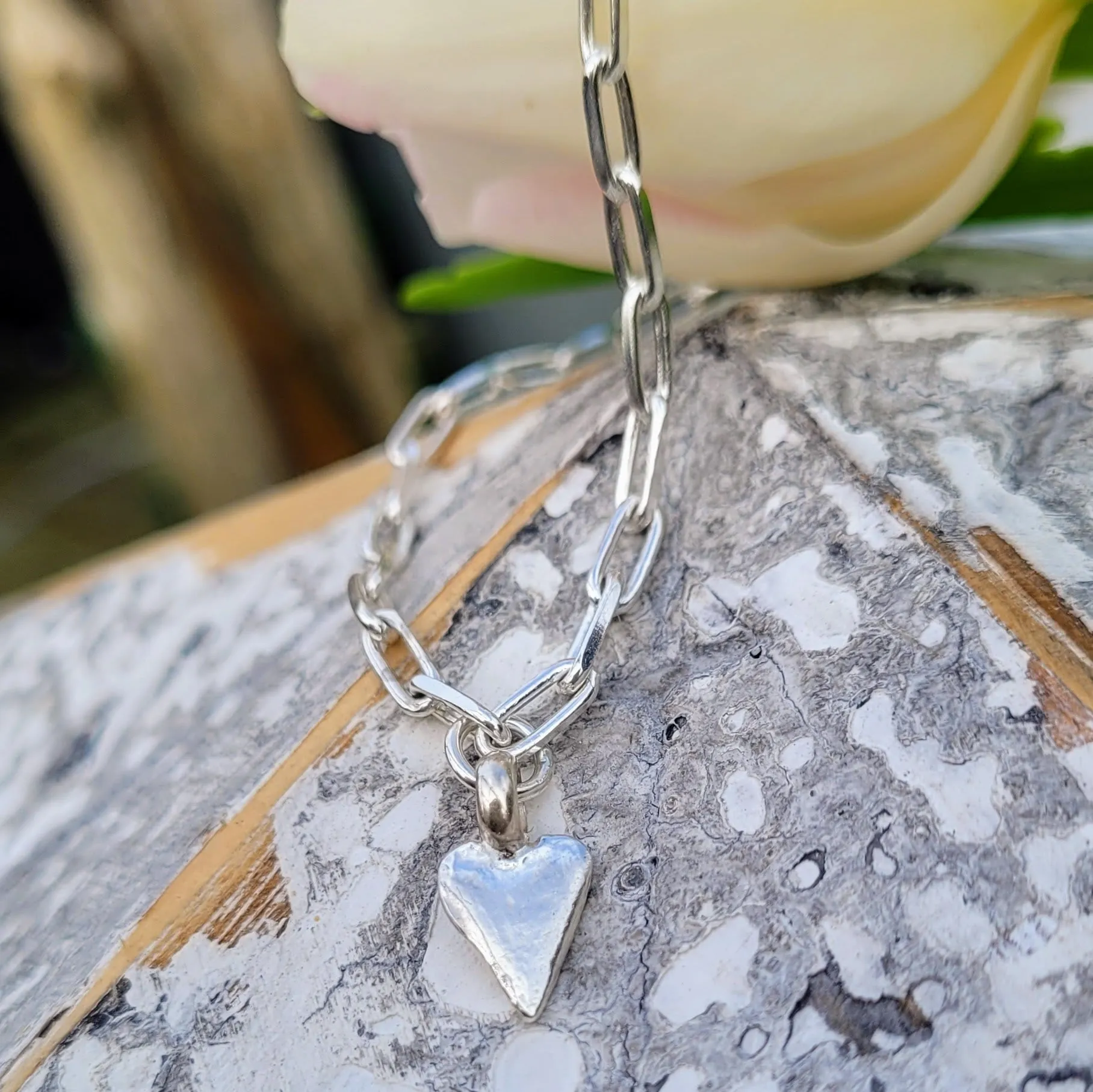 Sweet Heart Long Link Bracelet