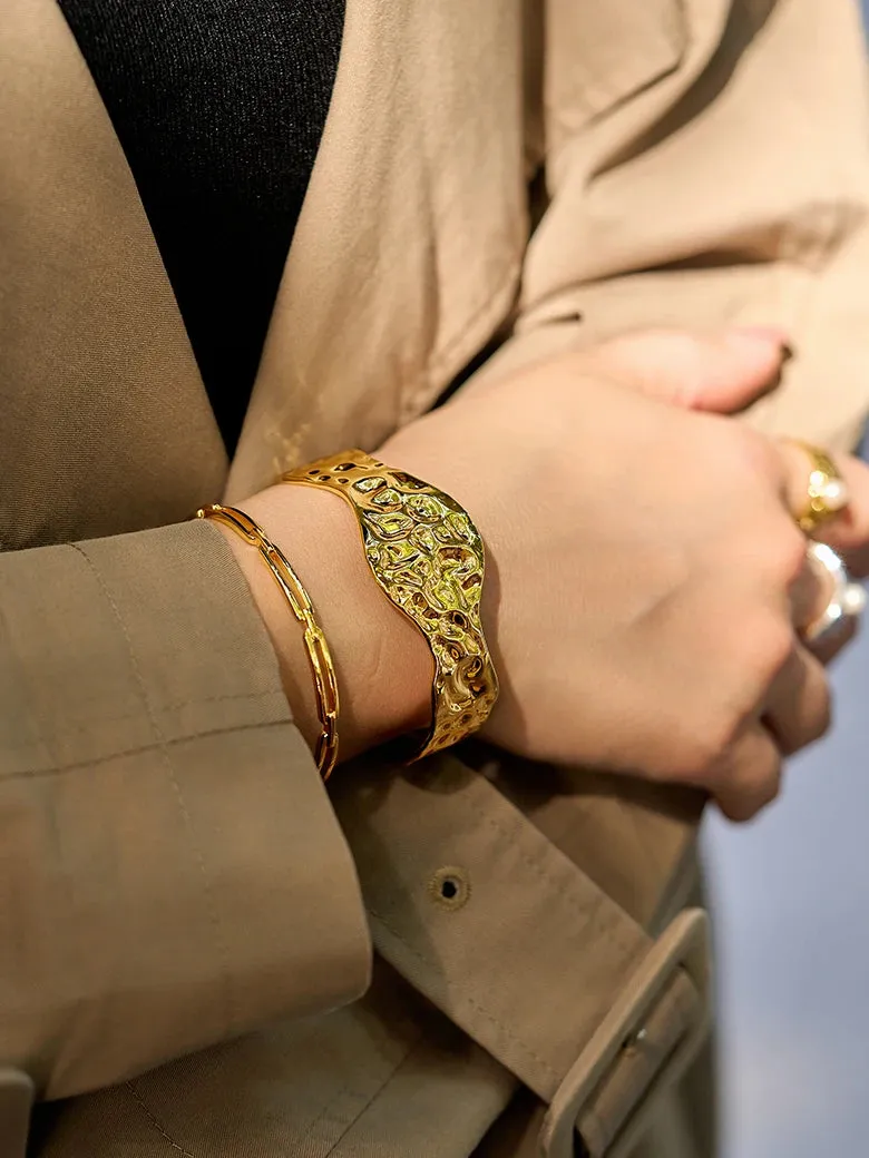 Texture Wave Cuff Bangle