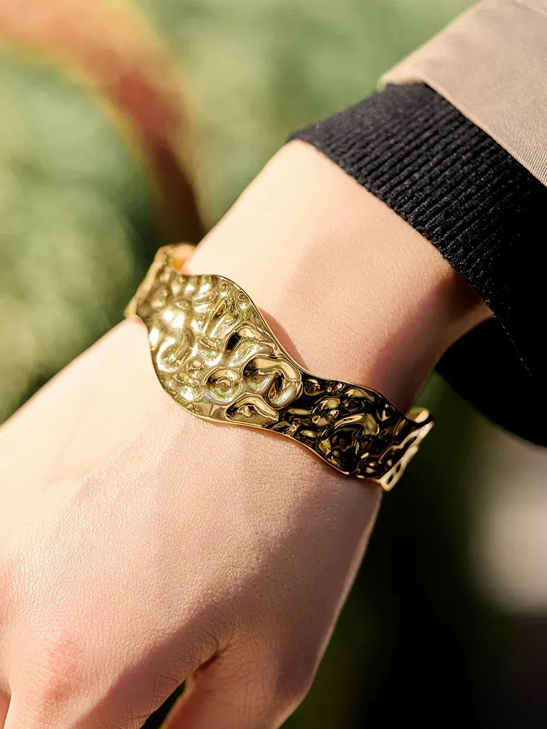 Texture Wave Cuff Bangle