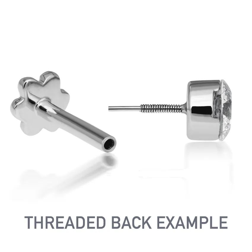 Threaded Opal Earring by Maria Tash in 14K White Gold. Flat Stud.