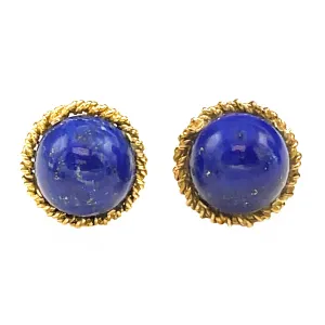 Tiffany & Co. 18kt Yellow Gold Lapis Clip on Earrings