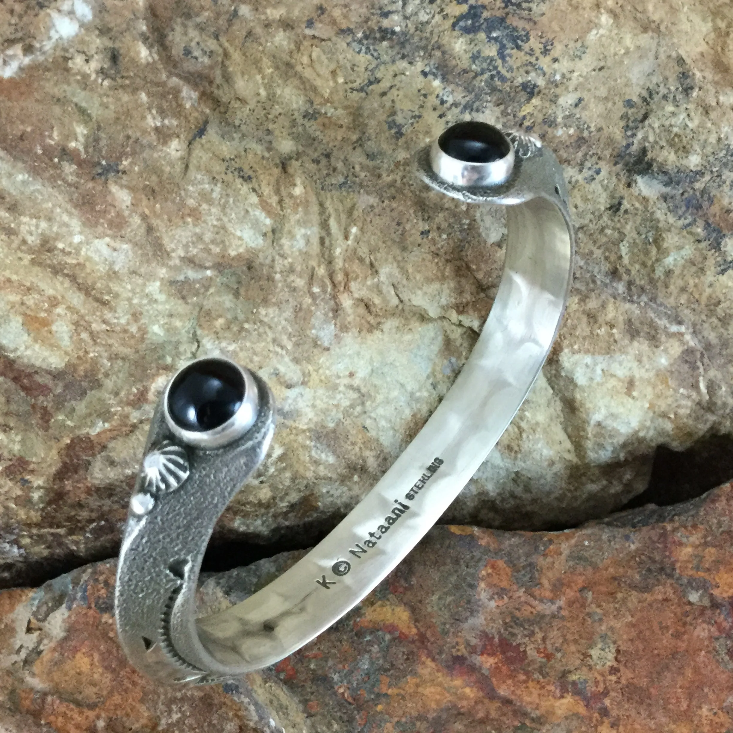Traditional Sterling Silver Black Jet Bracelet by K Nataani