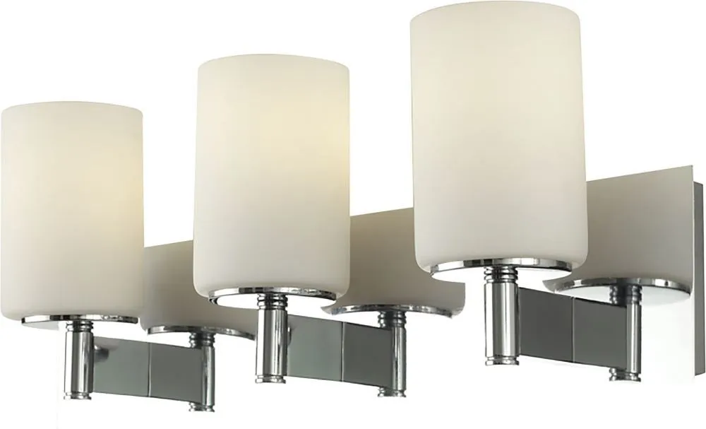 Truss 3 Light Vanity In Chrome and White Opal Glass