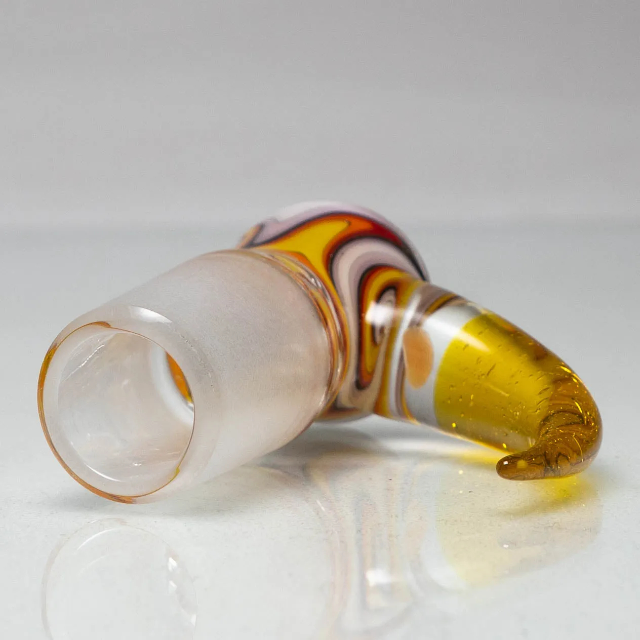 Unity Glassworks - 4 Hole Worked Opal Horn Slide - 18mm - White Fire & CFL Terps
