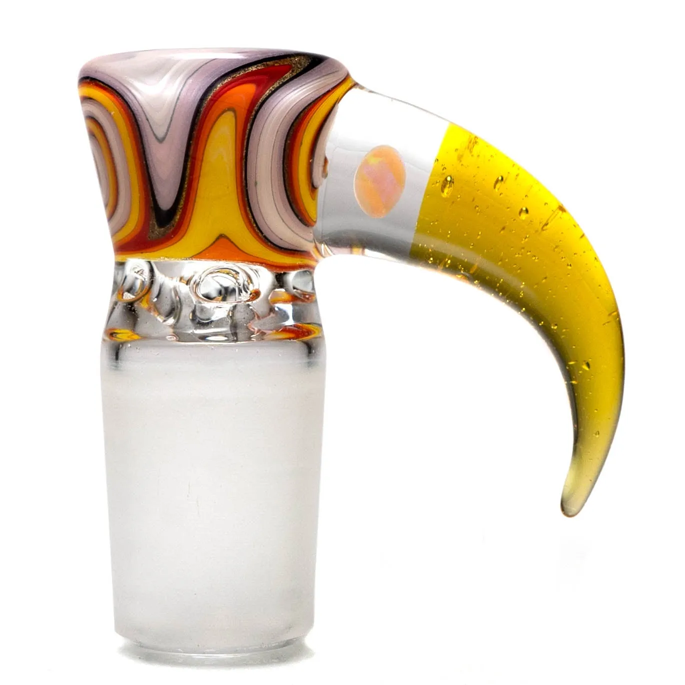 Unity Glassworks - 4 Hole Worked Opal Horn Slide - 18mm - White Fire & CFL Terps