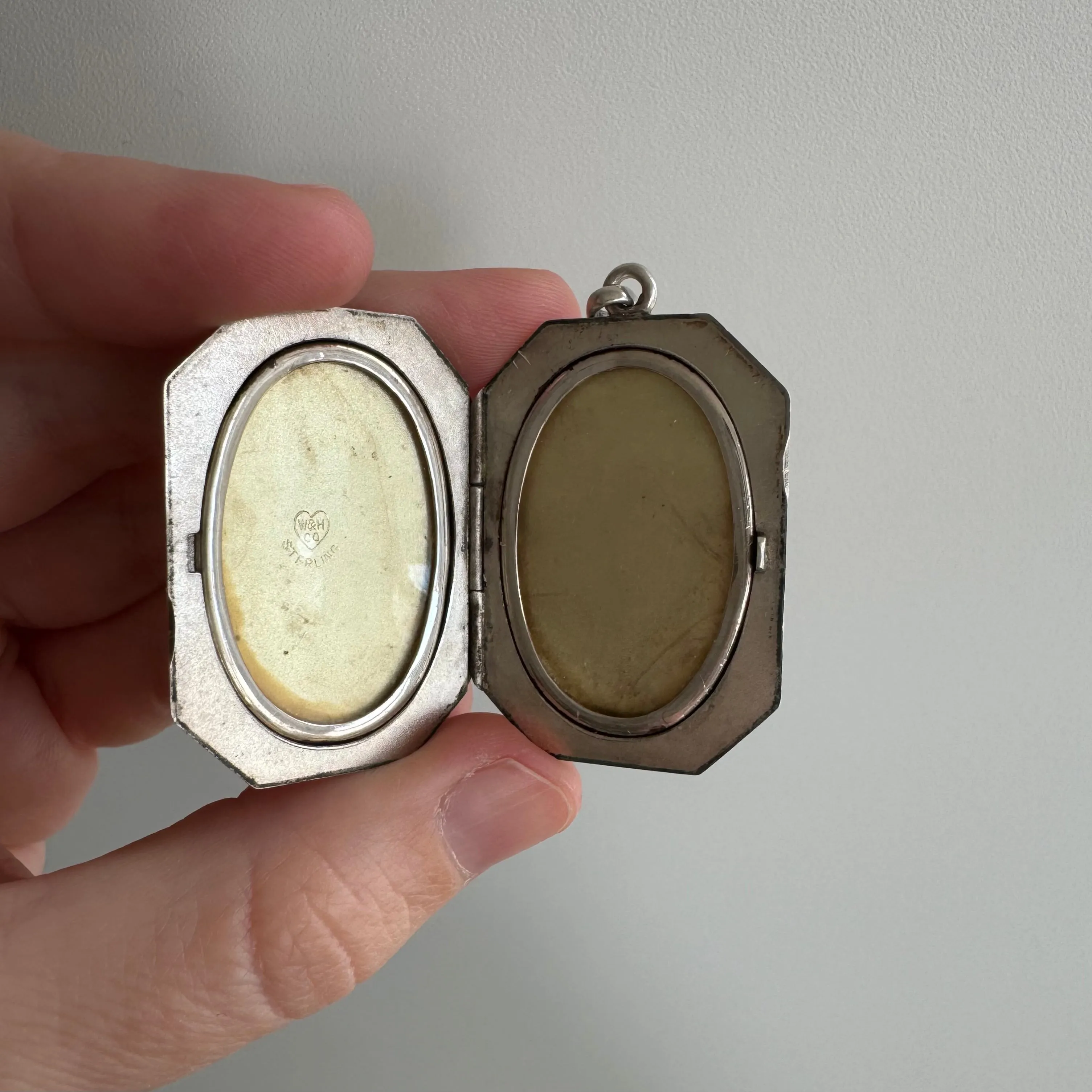 V I N T A G E // art deco memories / sterling silver octagonal locket / a pendant or fob