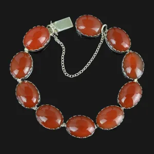 Vintage Arts & Crafts Style Silver Carnelian Bracelet