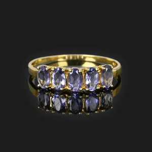 Vintage Five Stone Tanzanite Ring in Gold