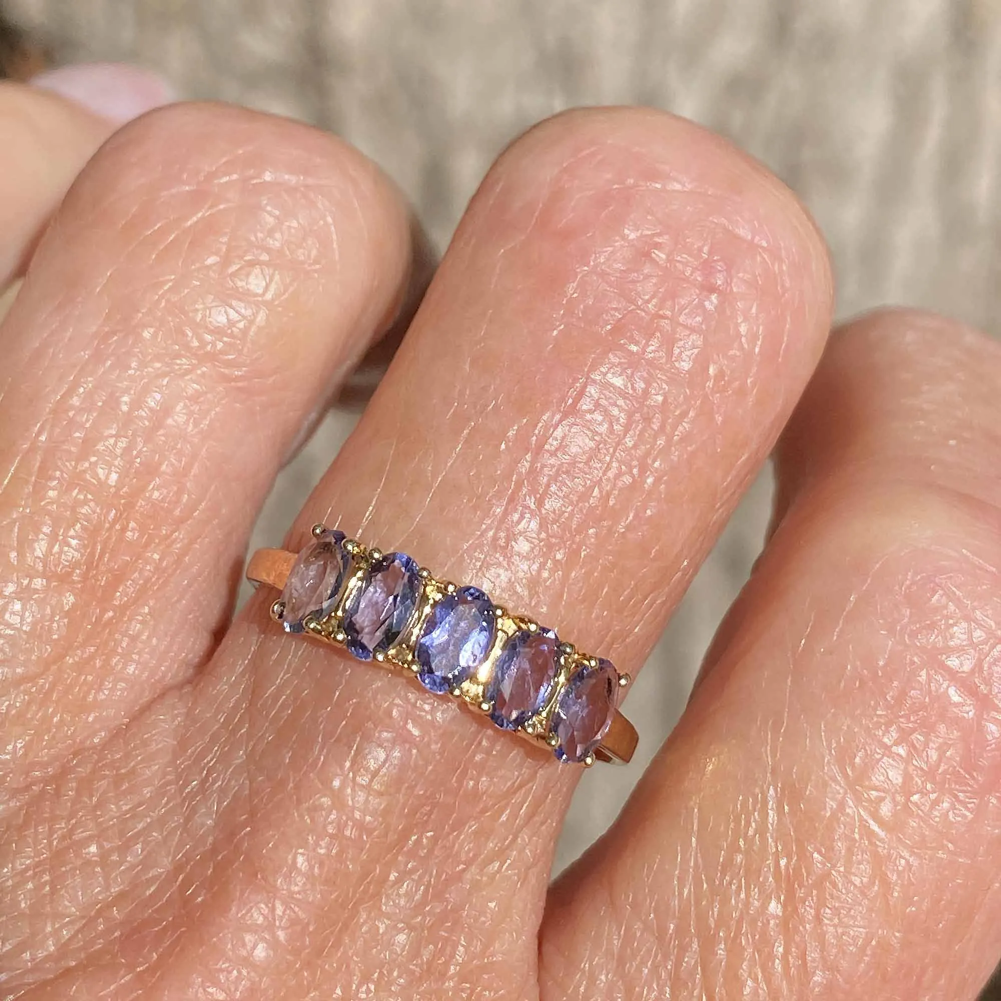 Vintage Five Stone Tanzanite Ring in Gold