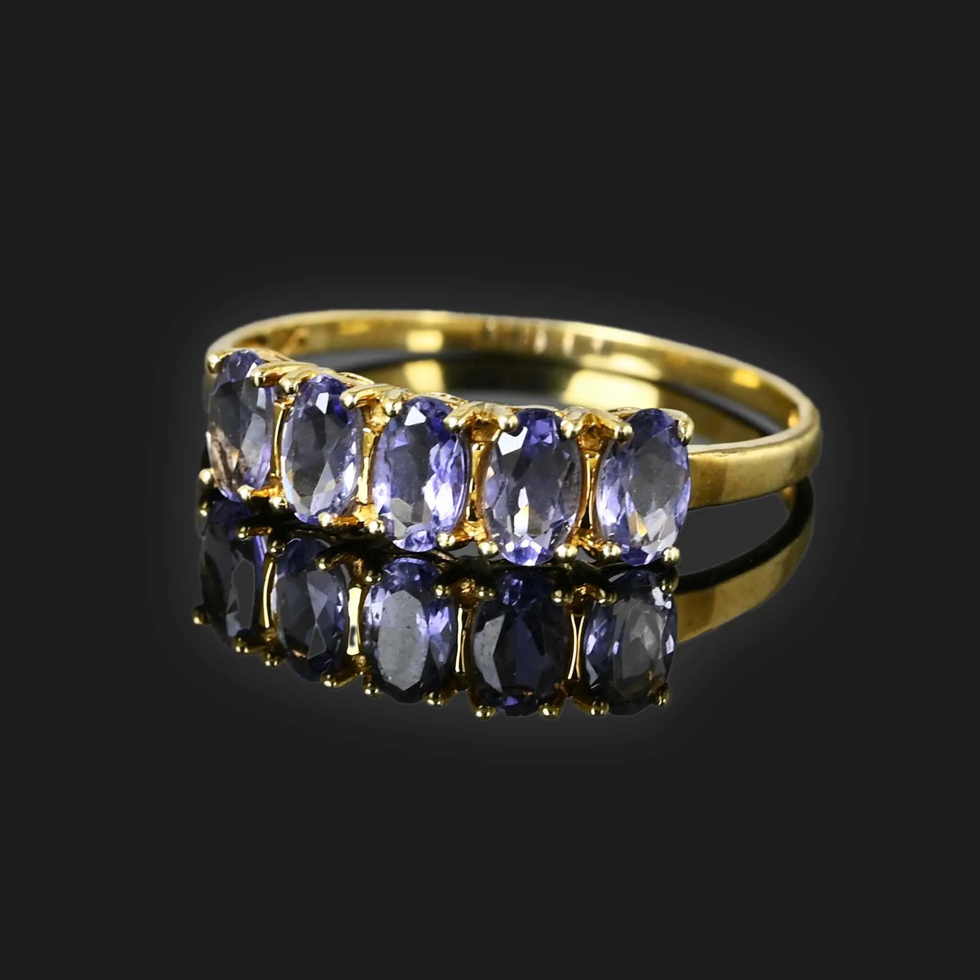 Vintage Five Stone Tanzanite Ring in Gold