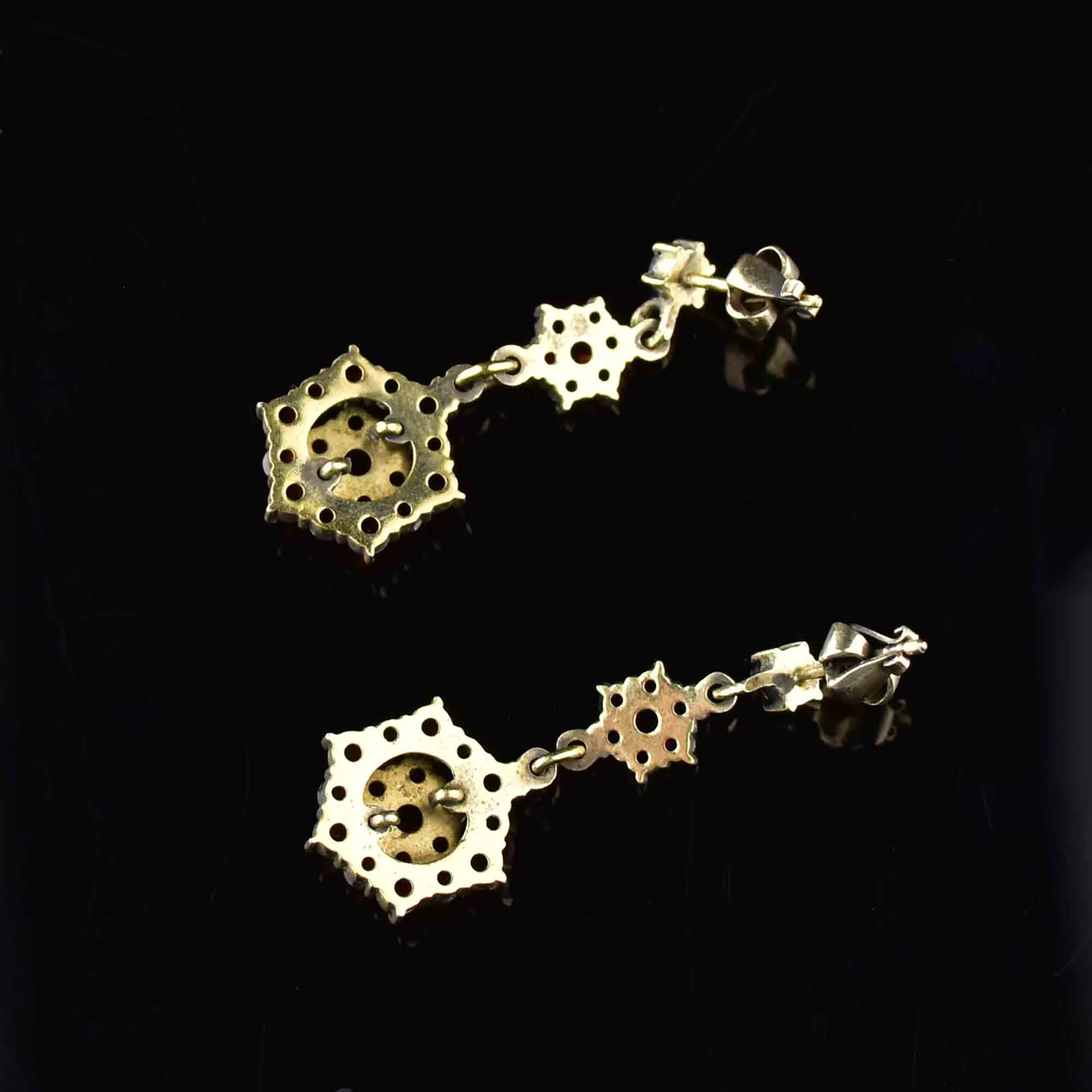 Vintage Garnet Cluster Drop Earrings
