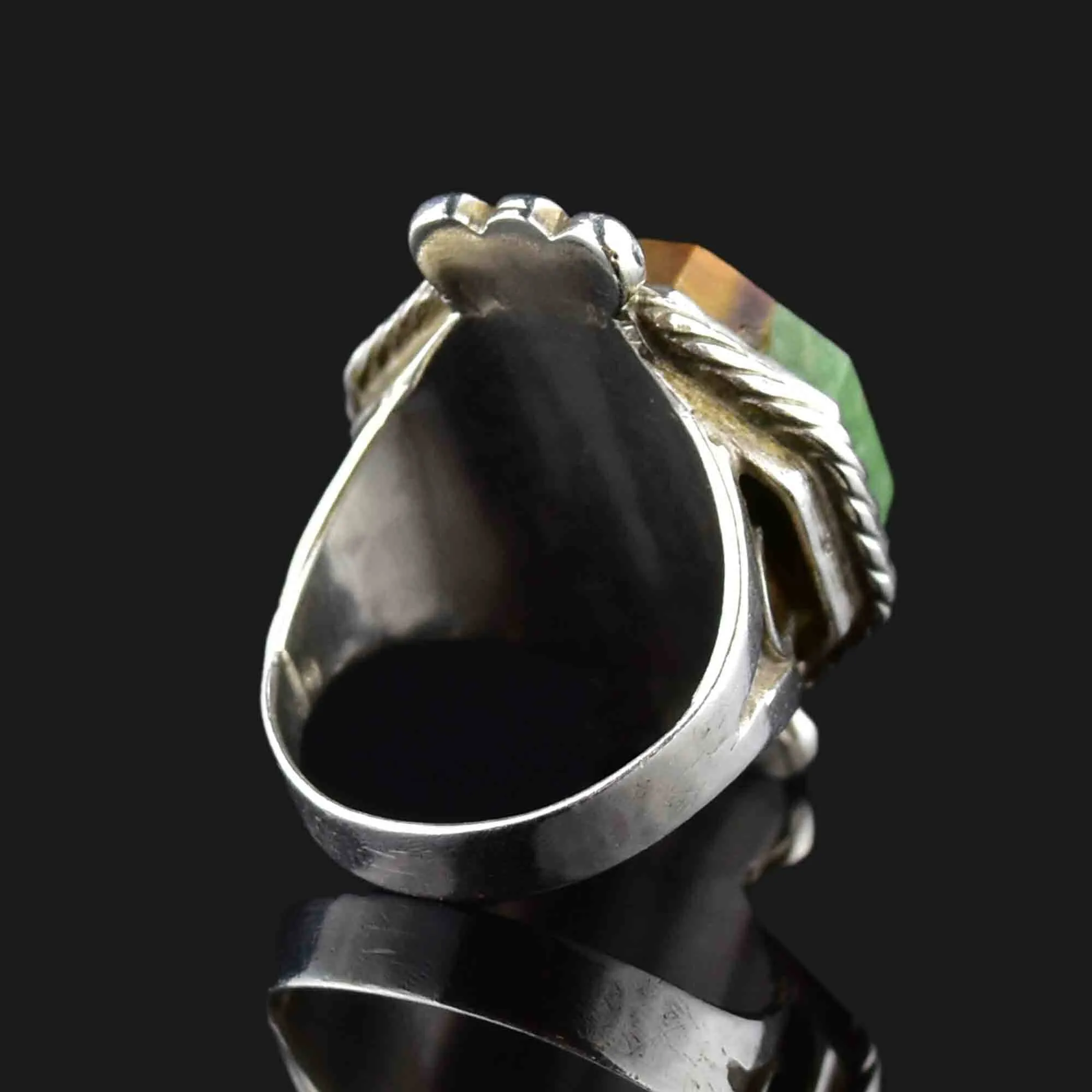 Vintage Multi Agate Silver Statement Ring
