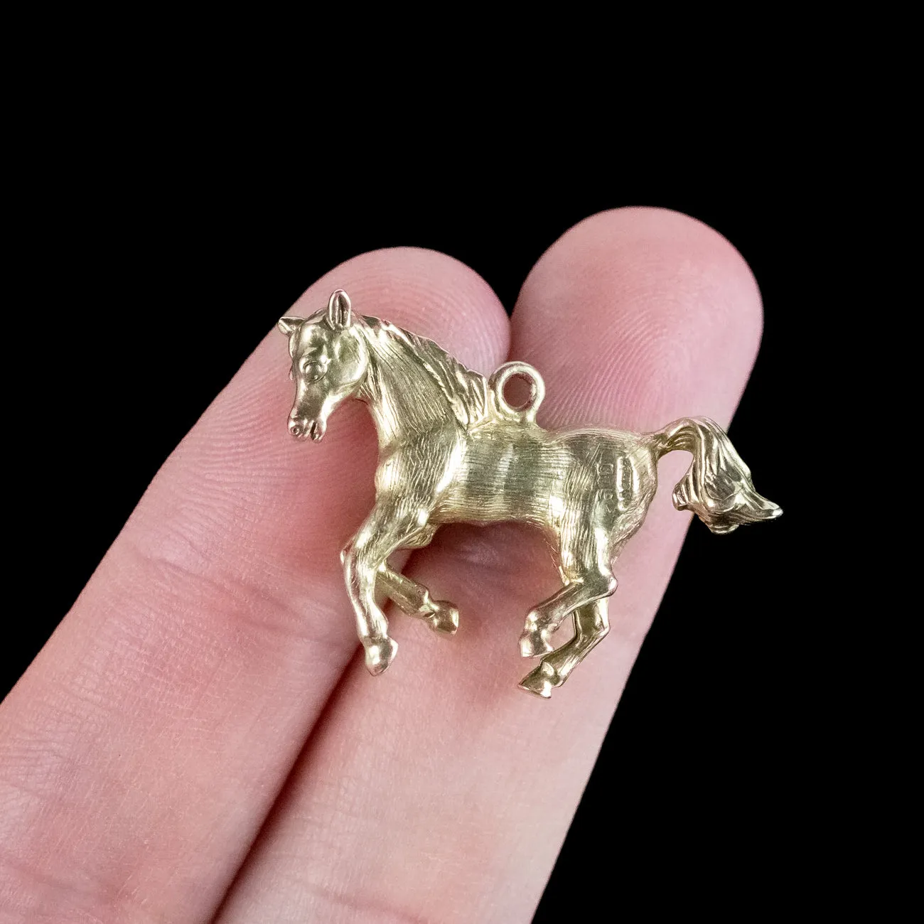 Vintage Prancing Pony Charm Pendant 9ct Gold Georg Jensen Dated 1963