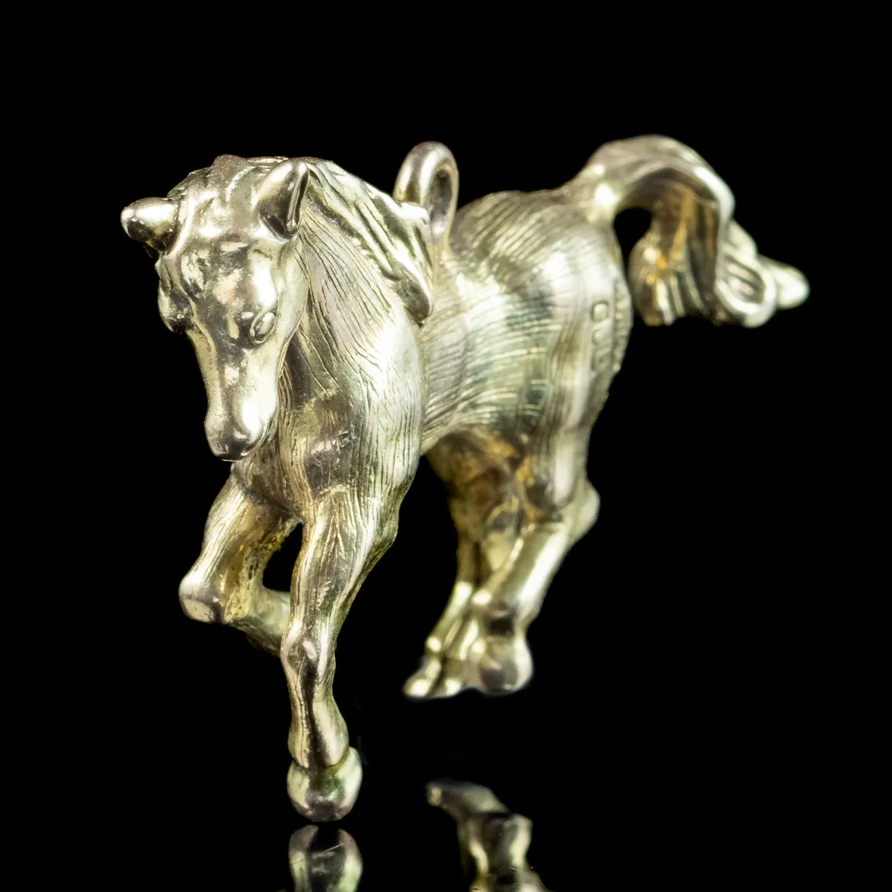 Vintage Prancing Pony Charm Pendant 9ct Gold Georg Jensen Dated 1963