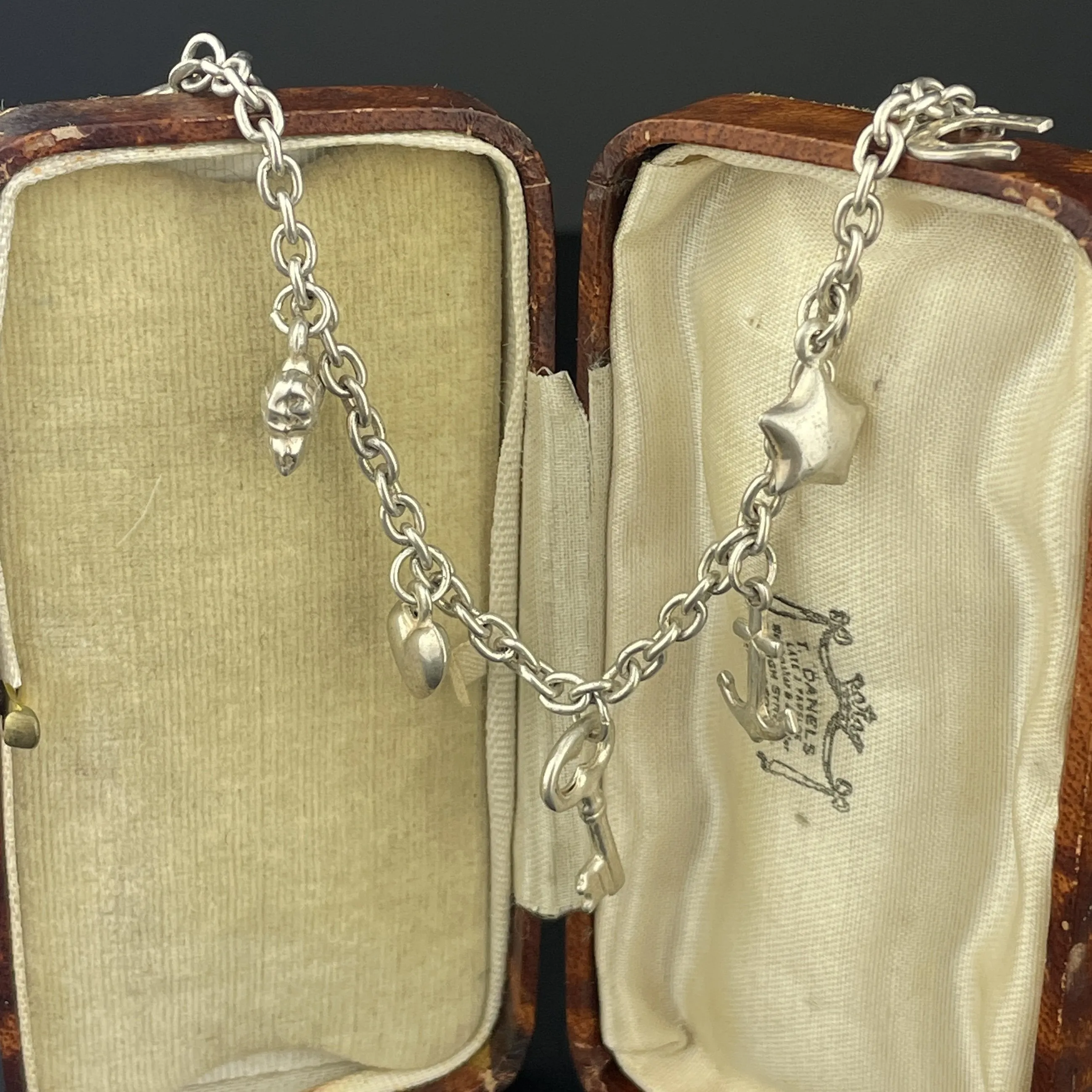 Vintage Silver Pandora Style Puffy Charm Bracelet