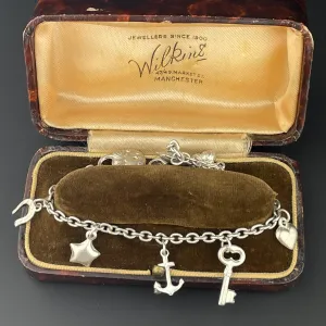 Vintage Silver Pandora Style Puffy Charm Bracelet