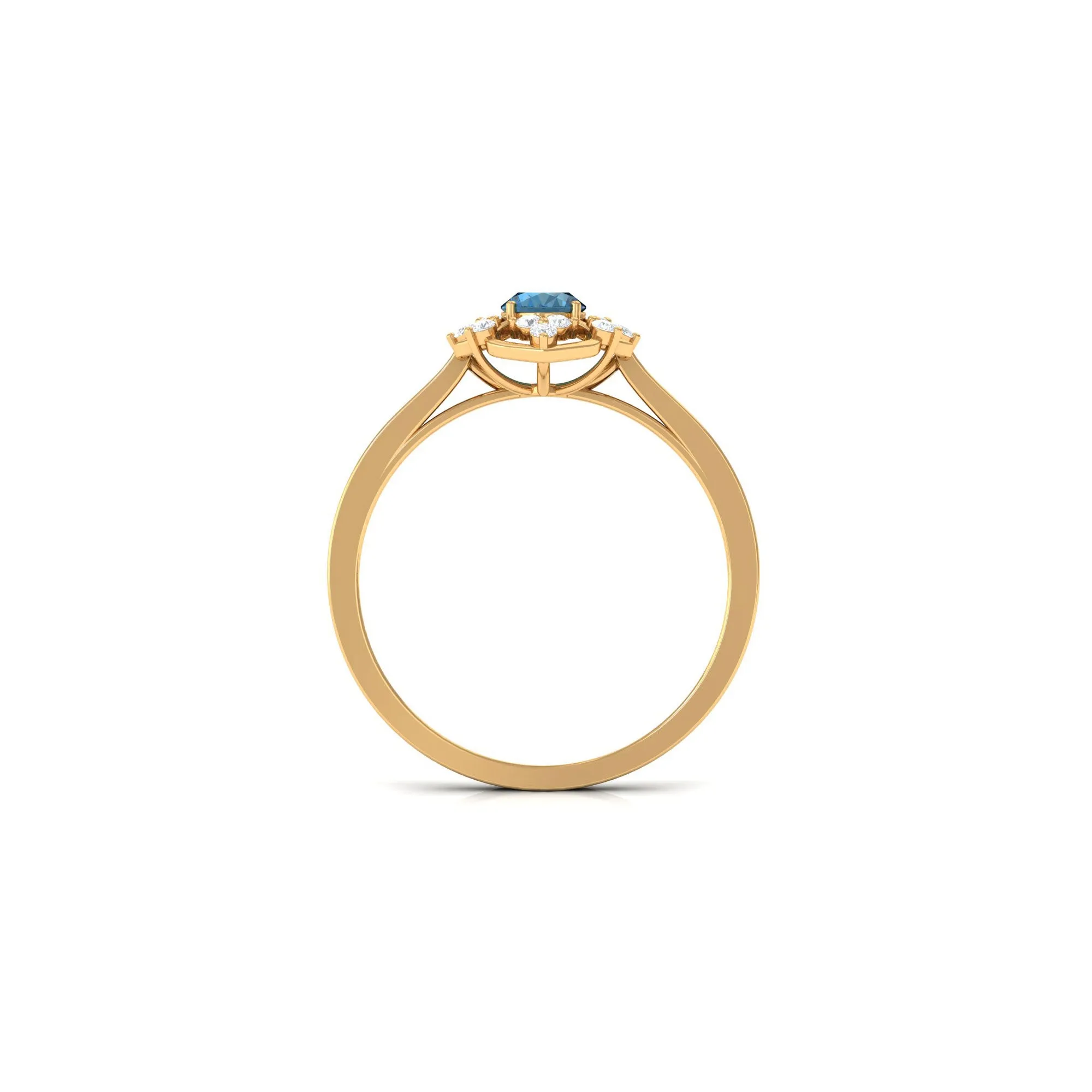 Vintage Style London Blue Topaz and Diamond Flower Engagement Ring