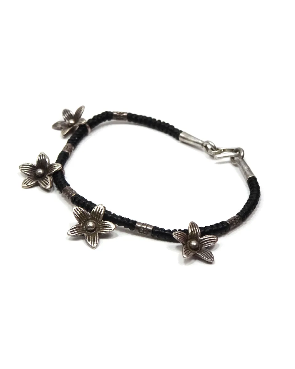 Waxed Cotton Flower Bracelet