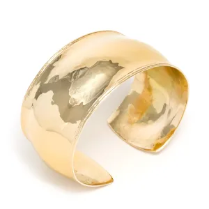 Wide Cuff Bracelet in 18K Yellow Gold with a Hand Engraved Edge
